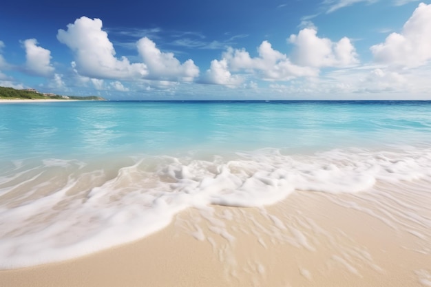 Des vagues calmes sur une plage de sable tropical