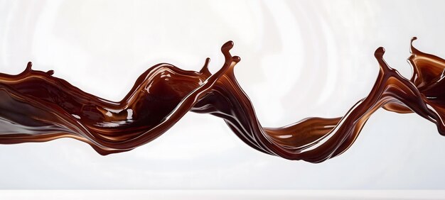 Photo des vagues de chocolat dynamiques sur un fond lisse