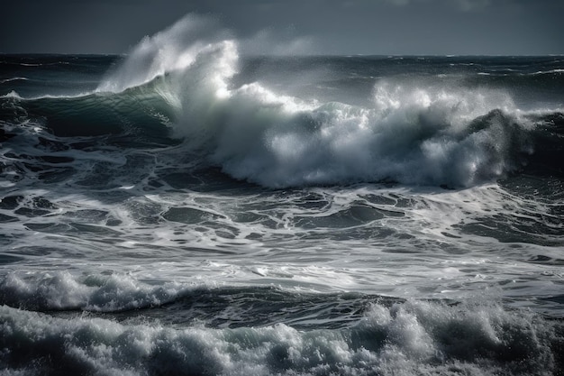 Vagues déferlantes à mesure que la tempête s'intensifie