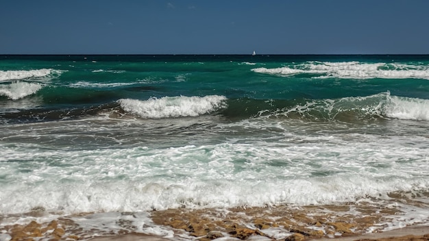 Vagues du bord de mer avec vue sur le ciel