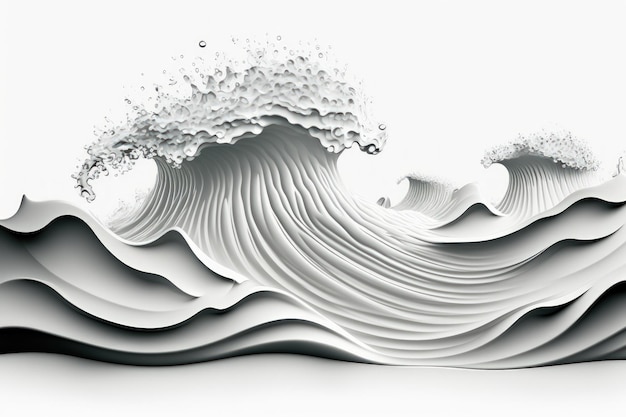 Vagues d'eau isolées sur fond blanc