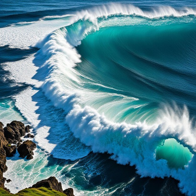 Photo des vagues d'énergie se répandant dans la mer des émotions une œuvre d'art qui représente de manière abstraite une passion irrépressible