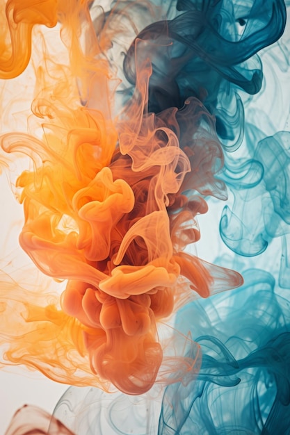 Vagues de fumée colorées bleues et orange Créées avec la technologie IA générative