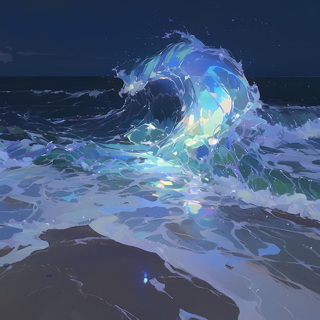 Photo les vagues lumineuses de l'océan, la beauté puissante de la nature