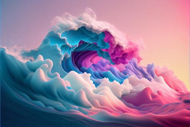 Vagues de la mer colorée AI générative