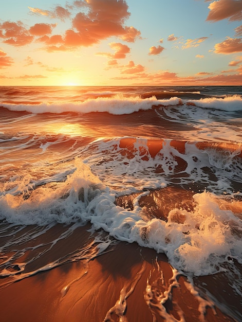 Vagues de la mer écrasant le sable