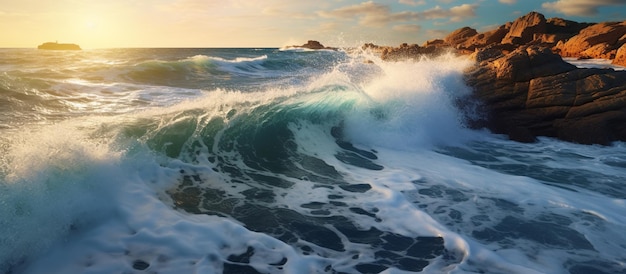 Les vagues de la mer roulent