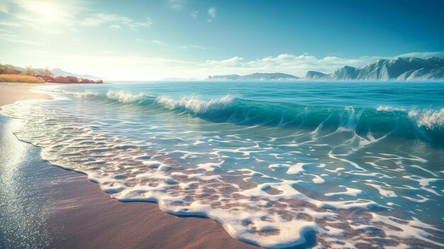 Vagues mousseuses sur la mer IA générative