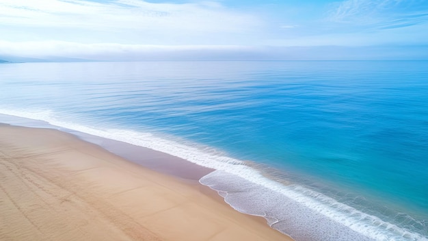 Vagues de l'océan de la mer atteignant le rivagePlage avec drone aérien Plage vue de dessus turquoise clair Belle plage drone aérien belle plage