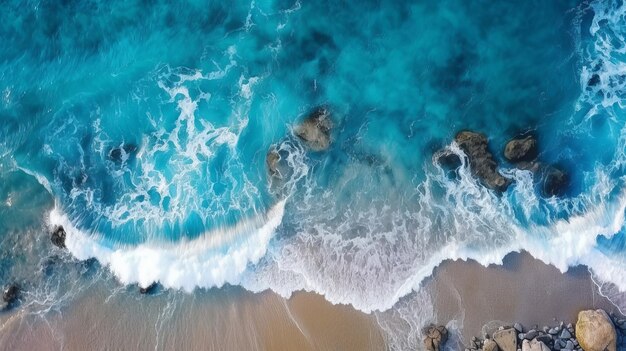 Photo les vagues de l'océan sur la plage en arrière-plan