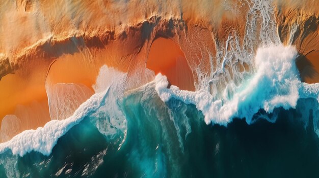 Photo vagues de l'océan sur la plage en arrière-plan