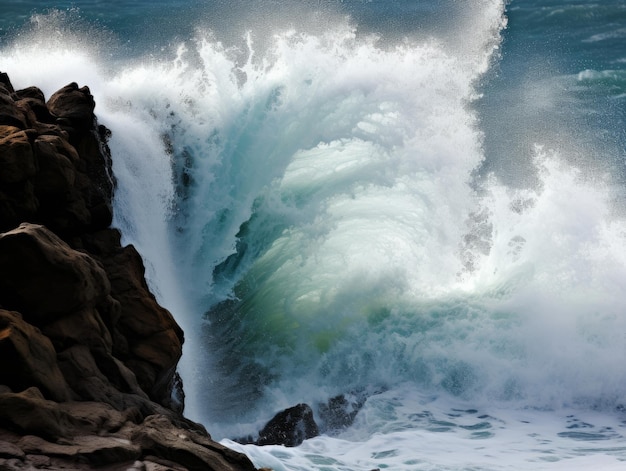 Les vagues de l'océan se heurtent aux rochers.