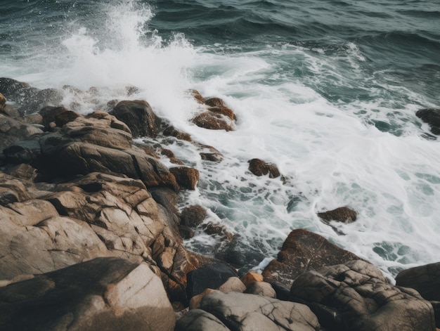 Les vagues de l'océan se heurtent aux rochers.