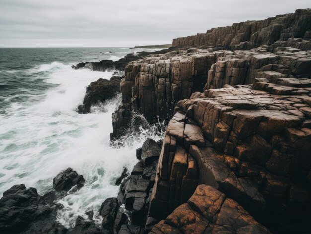 Les vagues de l'océan se heurtent aux rochers.