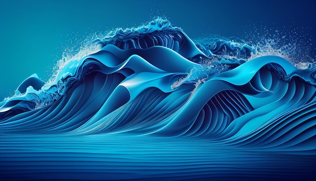 Photo des vagues ondulantes sur un fond bleu vif