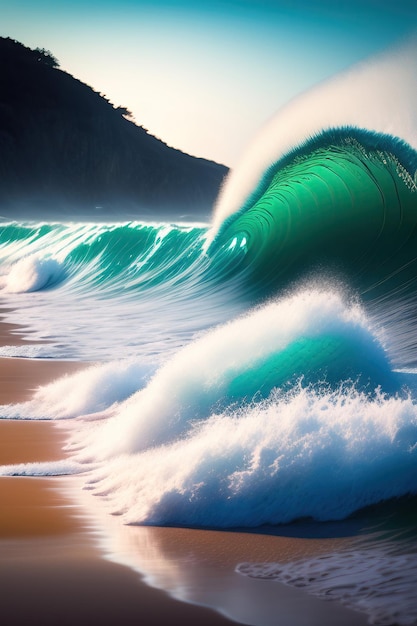 Vagues sur la plage en arrière-plan