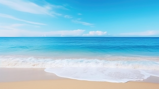 Des vagues sur la plage, ciel clair en arrière-plan, IA générative