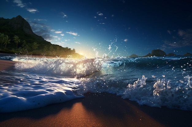 Les vagues qui baignent une plage