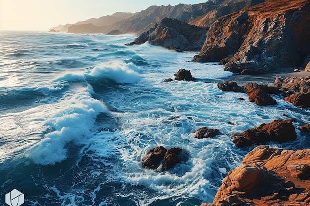 Les vagues s'écrasent sur la côte.