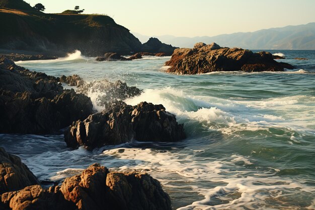 Les vagues s'écrasent sur les rochers