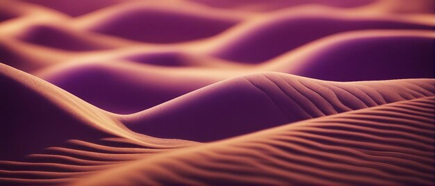 Vagues de sable doré avec fond de texture violette générées par l'IA