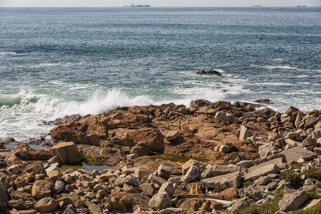 Vagues se brisant sur la côte portugaise