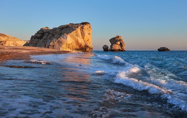 Vagues se brisant sur les rochers