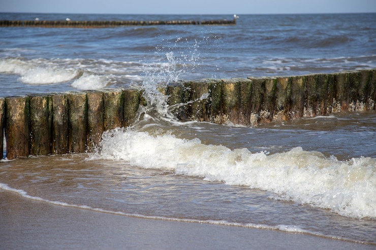 Photo les vagues se précipitent vers le rivage