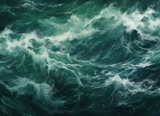 Des vagues vertes et blanches dans l'océan