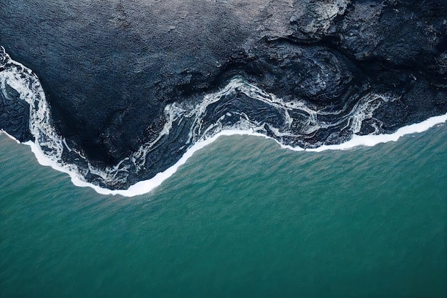 Vagues vertes blanches de l'océan sur la plage pittoresque d'islande