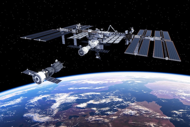 Vaisseau spatial amarré à la Station spatiale internationale