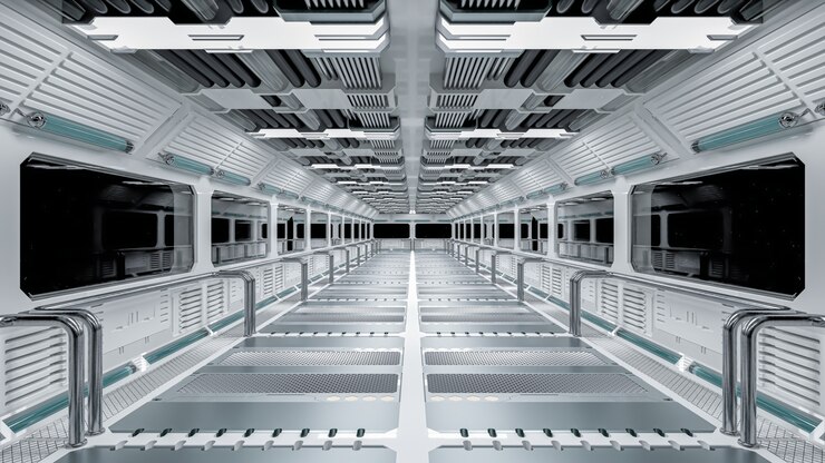Photo vaisseau spatial couloir ou science.