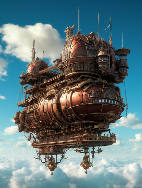 vaisseau volant de style steampunk