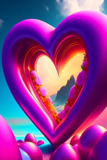 Valentines Love Shape 3D fond d'écran réaliste