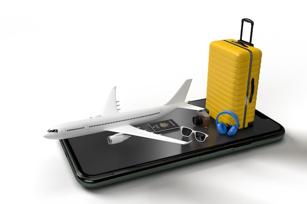 Valise avec avion et mobile