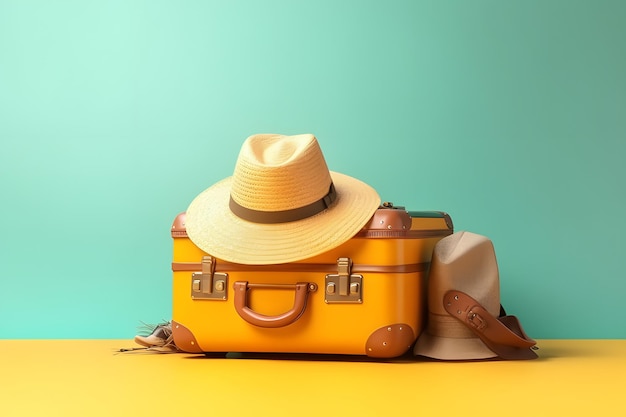 Valise avec chapeau pour les vacances d'été