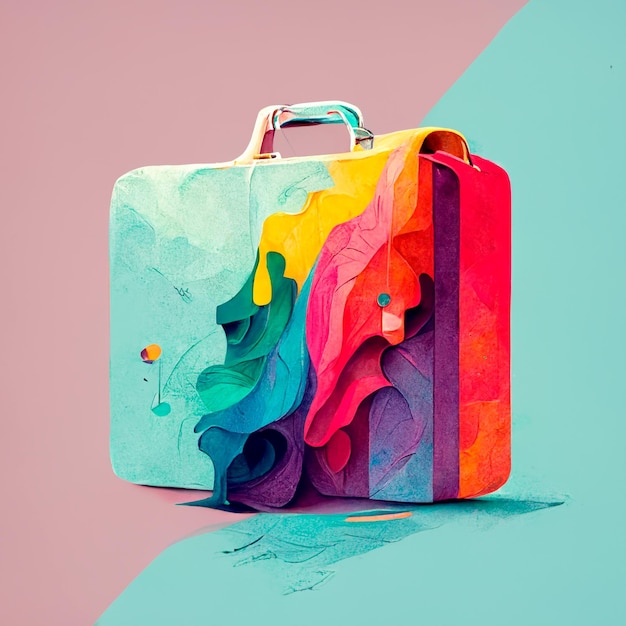 Une valise colorée avec une couverture colorée