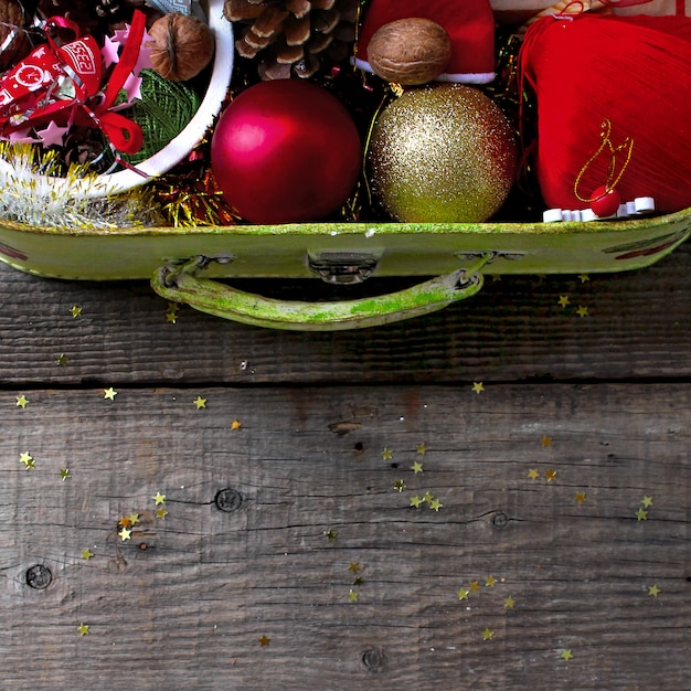 Valise décorations de noël bonne magie nouvel an rustique