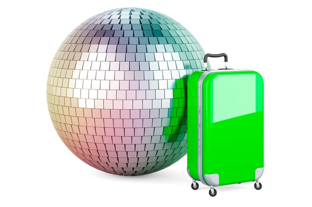 Valise avec miroir boule disco rendu 3D