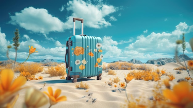 valise pour les voyages d'été sur le sable