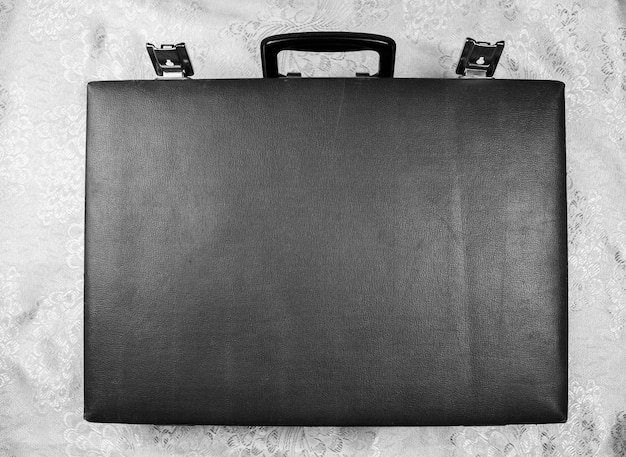 Valise rétro en cuir noir et blanc Valise vintage en cuir