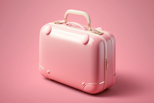 Une valise rose avec le mot fizz dessus