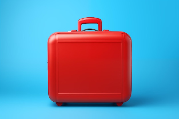 valise rouge sur fond bleu par IA générative
