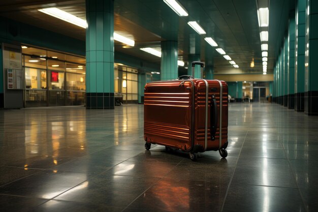 Une valise seule qui attend à l'aéroport