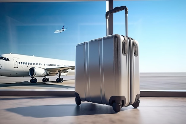 Valise sur le sol d'un aéroport Travel concept