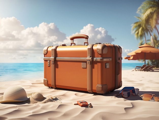 valise de voyage sur la plage Générer AI