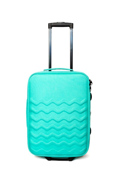 Valise de voyage turquoise vif isolé