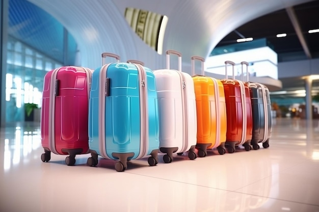 Valises à l'aéroport Travel concept rendu 3d