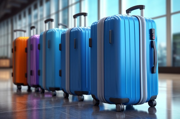 Valises à l'aéroport Travel concept rendu 3d