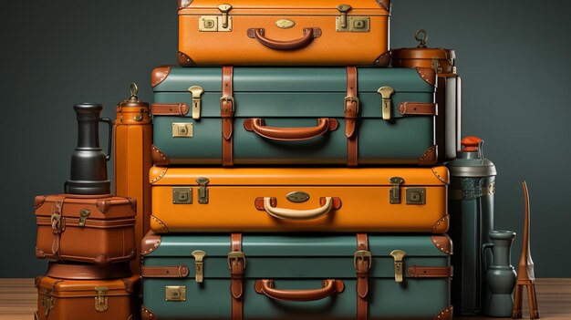 Des valises de voyage de luxe vintage génératives Ai